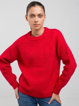 BIG STAR SWETER DAMSKI Z OZDOBNYM SPLOTEM CZERWONY PIKULINA 603 M
