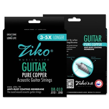 ZIKO DR 010 Acoustic Guitar Strings Hexagon Alloy Wire Pure Copper Wound