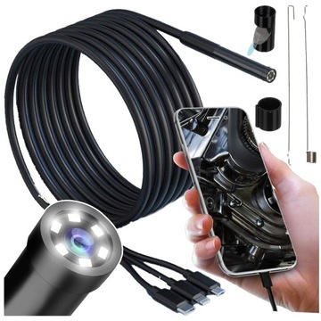 Камера для осмотра эндоскопа, длинный кабель, 2 м. Светодиодные индикаторы USB Type-C