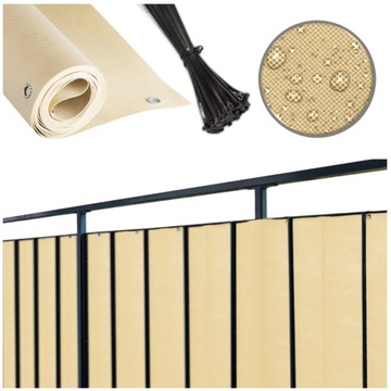 OSŁONA BALKONOWA NA BALKON 1X3M MATA BEŻOWA NA TARAS PŁOT UV 99% + GRATIS