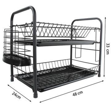 БОЛЬШАЯ ДВУХЯРУСНАЯ СУШИЛКА ДЛЯ ПОСУДЫ, ПОДДОНА, СТОЛОВЫХ ПРИБОРОВ
