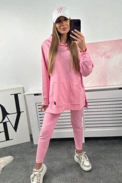 СПОРТИВНЫЕ ЛЕГГИНГИ И ХУДИ OVERSIZE, розовый