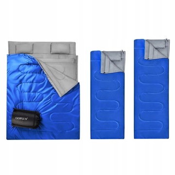 ДВУХМЕСТНЫЙ ТУРИСТИЧЕСКИЙ СПАЛЬНЫЙ МЕШОК ДЛЯ 2 ЧЕЛОВЕК + ПОДУШКИ