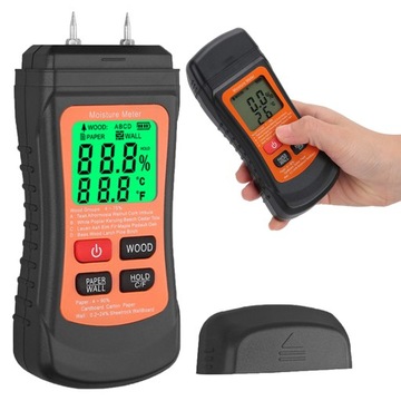 WILGOTNOŚCIOMIERZ MIERNIK WILGOTNOŚCI DO DREWNO PAPIER ŚCIANA CYFROWY LCD