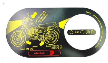 Naklejka zbiornika paliwa korek półka zegarów MZ ETZ 250 251