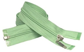 Zamek błyskawiczny 3mm rozdzielczy seledyn suwak ozdobny nikiel patyk 45cm