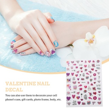 УКРАШЕНИЕ МАНИКЮРА НАКЛЕЙКИ НА ДЕНЬ СВЯТОГО ВАЛЕНТИНА НА НОГТЯХ