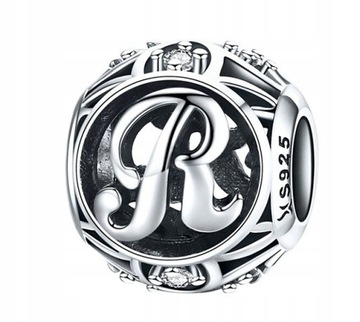 Charms ZAWIESZKA litera R cyrkonie S925