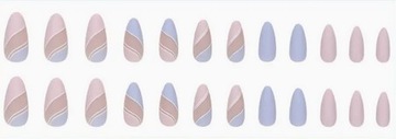PAZNOKCIE SZTUCZNE TIPSY MIGDAŁ KOLOROWE PASTELOWE SWIRL SAMOPRZYLEPNE 24