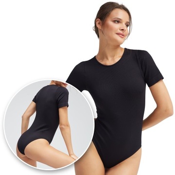 Body damskie z krótkim rękawem Gatta T-shirt Rib Czarne rozmiar L