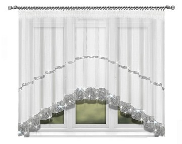 FIRANA BIAŁA CYRKONIE ŁUK 400x150 DIAMENTY WOAL