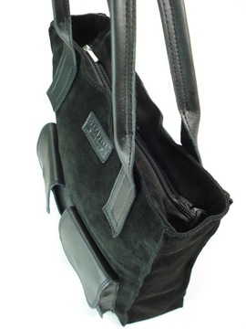 СУМКА-ШОППЕР VERA PELLE ЧЕРНАЯ ЗАМШЯ