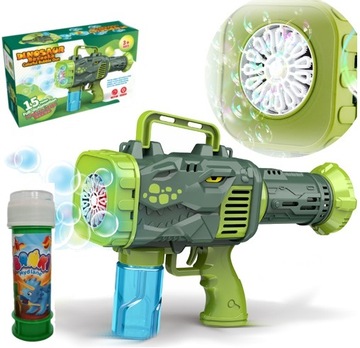 PISTOLET DO BANIEK AUTOMAT DINOZAUR AUTOMATYCZNY OŚWIETLENIE LED + PŁYN