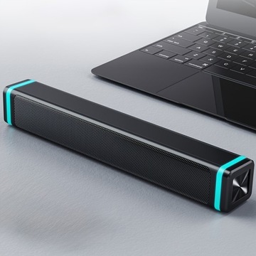 Desktop Computer Speaker with LED Ambient Light - Stereo Sound, USB