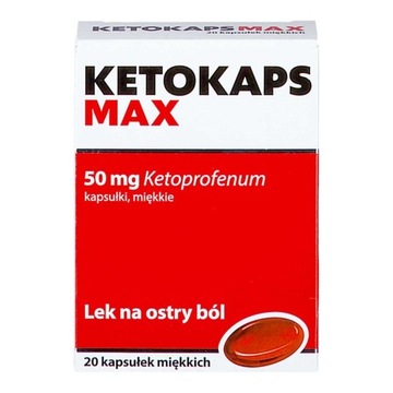 Ketokaps Max 50mg ketonal na silny ból 20 kapsułek
