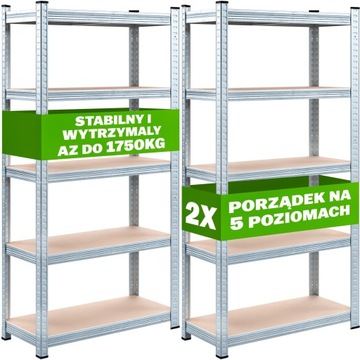2x Regał magazynowy metalowy warsztatowy garaż 180x90x40cm piwnica sklepowy