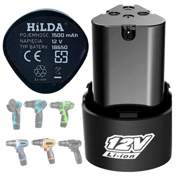HILDA AKUMULATOR BATERIA Li-Ion SZLIFIERKI WIERTARKI 12 V 1500 mAh