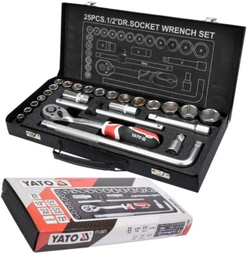 НАБОР ИНСТРУМЕНТОВ YATO 1/2, 25 ШТ. ТОРЦЕВЫЕ КЛЮЧИ С ТРЕЩОТКОЙ YT-12671