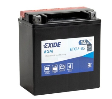 Akumulator motocyklowy EXIDE ETX16-BS YTX16-BS 12V 14Ah 215A EN L+