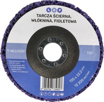 Абразивный диск для удаления ржавчины INOX METAL на флизелине черный волос 125