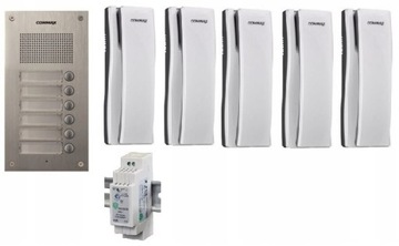 Domofon Commax 5 rodzinny DR-6UM 5x dp-ss zasilacz na szynę DIN 12V