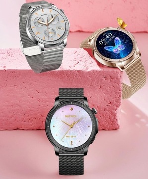 Damski Smartwatch Zegarek Funkcja Rozmowy Menu PL Okrągły Gładki AMOLED