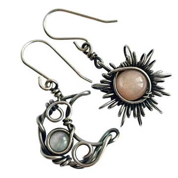 KOLCZYKI KSIĘŻYCOWE DAMSKIE RETRO GOTH SUN