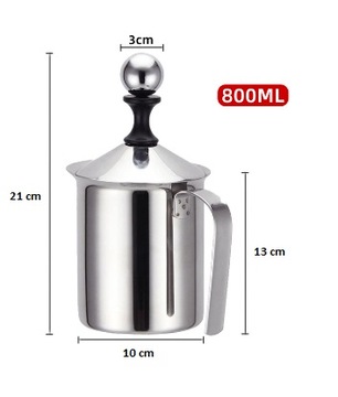 Устройство для вспенивания молока Hoffner, темпер для кофе латте, 800 мл, нержавеющая сталь, большой