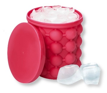 POJEMNIK WIADERKO NA LÓD KOSTKARKA DO LODU MROŻENIA COOLER 2W1 SILIKONOWE