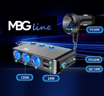 РАЗЪЕМ ПРИкуривателя 12-24В 4xUSB QC PD