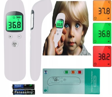 TERMOMETR BEZDOTYKOWY ELEKTRONICZNY DLA DZIECI DO CIAŁA NA PODCZERWNIEŃ 4w1