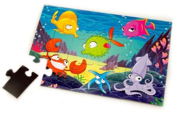 Puzzle magnetyczne klocki PODWODNY ŚWIAT 21 EL