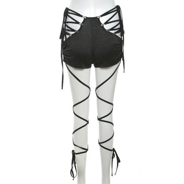 Goth Dark Cyber ​​​​Y2k Punk Женские сексуальные шорты Костюмы Готические костюмы с открытой спиной и капюшоном