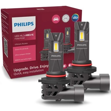 ŻARÓWKI HB3 HB4 PHILIPS LED ULTINON ACCESS ŁATWY MONTAŻ 6000K BIAŁE P&P KPL