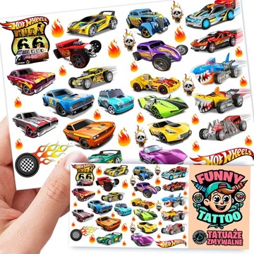 TATUAŻE ZMYWALNE DLA DZIECI DZIECIĘCE HOT WHEELS DUŻY ARKUSZ