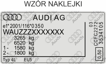 TABLICZKA ZNAMIONOWA AUDI NAKLEJKA ZNAMIONOWA