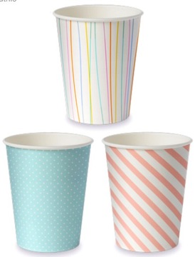 ОДНОРАЗОВЫЕ БУМАЖНЫЕ СТАКАНКИ PASTEL MIX 250МЛ 50ШТ КРУЖКИ (для перепродажи)