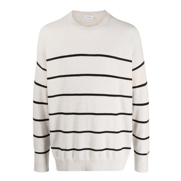 -40% CALVIN KLEIN SWETER MĘSKI MODERN STRIPE BEŻOWY M