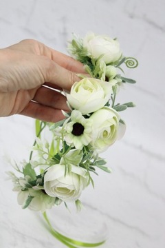 Свадебный венок ЗЕЛЕНЫЙ пион цветы для фотосессии в стиле бохо