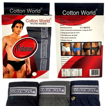 3x Slipy majtki męskie COTTON WORLD bawełniane XL