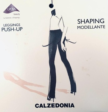 CALZEDONIA legginsy PUSH-UP modelują szerokie nogawki szeroki pas czarne S