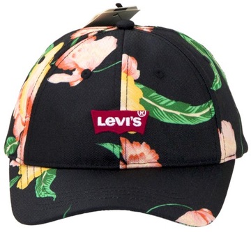 LEVIS czapka z daszkiem haft logo czarna w kwiaty