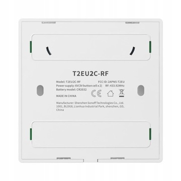Пульт дистанционного управления Sonoff TX Tuya RF433 RF433MHz Touch 2CH