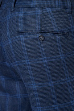 Spodnie Granatowe w Kratę z Elastycznym Pasem Lytham Lancerto 54