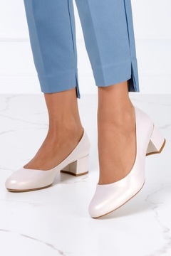 ТУФЛИ ЖЕМЧУЖНЫЕ, НИЗКИЙ КАБЛУК, КАБЛУК, КОЖАНАЯ Стелька, МОДНЫЕ, размер 36