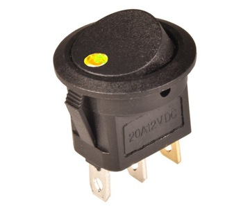 Przełącznik kołyskowy 16mm 20A 12V + LED żółty