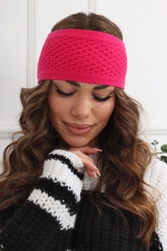 ЖЕНСКАЯ ПОВЯЗКА НА УШИ КРУЖКИ ТЮРБАН ТЕПЛАЯ ШАПКА ШИРОКАЯ ФУКСИЯ