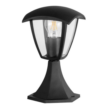 Lampa ogrodowa stojąca IGMA 29,5cm nowoczesny słupek z daszkiem czarny E27