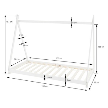 Кровать Типи с реечным каркасом 90х200 см White Wood