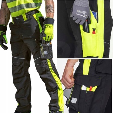 Mocne spodnie robocze do pasa H6432 Ardon NEON czarno żółty 170-175 XL